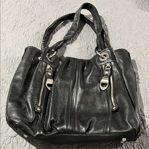 B. Makowsky Black Leather Shoulder Bag